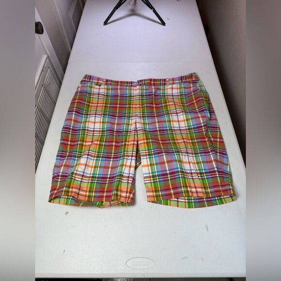 New L-RL Ralph Lauren Shorts Women's Sz 20w Red Plaid Lauren Active Golf Golfer - Picture 1 of 12